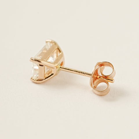 14K Gold Moissanite Radient Cut Stud Earring