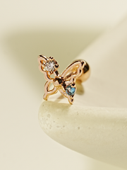 14K Gold Cubic Butterfly Cartilage Earring 20G