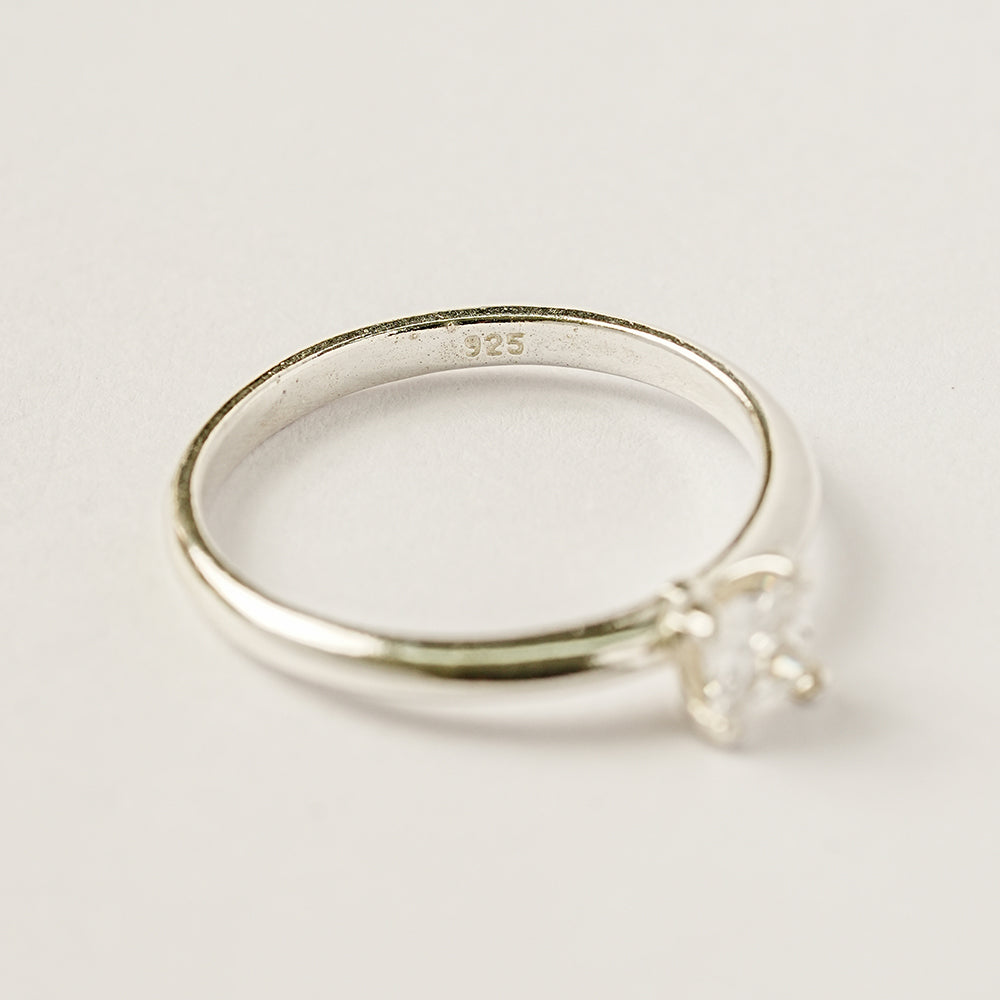 925 Silver Square Crystal Ring
