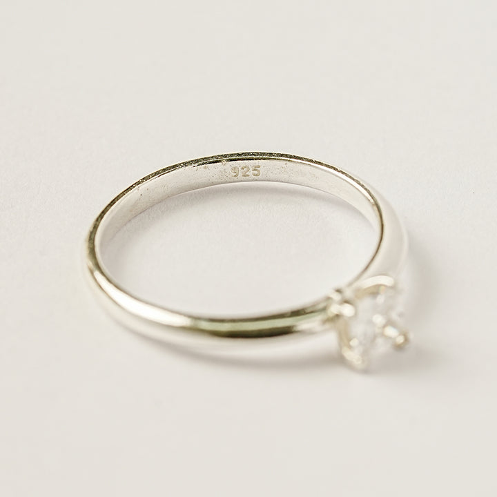 925 Silver Square Crystal Ring