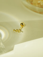 14K Gold Double Wave Cartilage Earring 20G