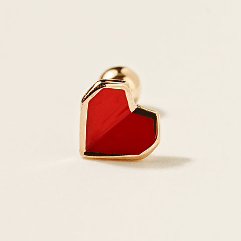 14K Gold Enamel Fold Heart Cubic Earring 20G18G16G