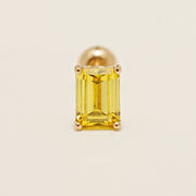 14K Gold Emerald Cut Color Cubic Earring 20G18G16G