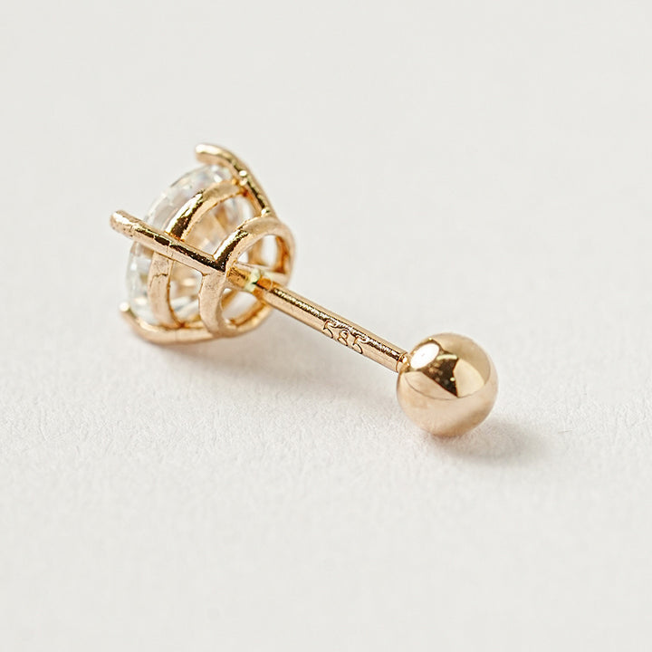 14K Gold 4 Pronged Moissanite Cartilage Earring 20G18G16G