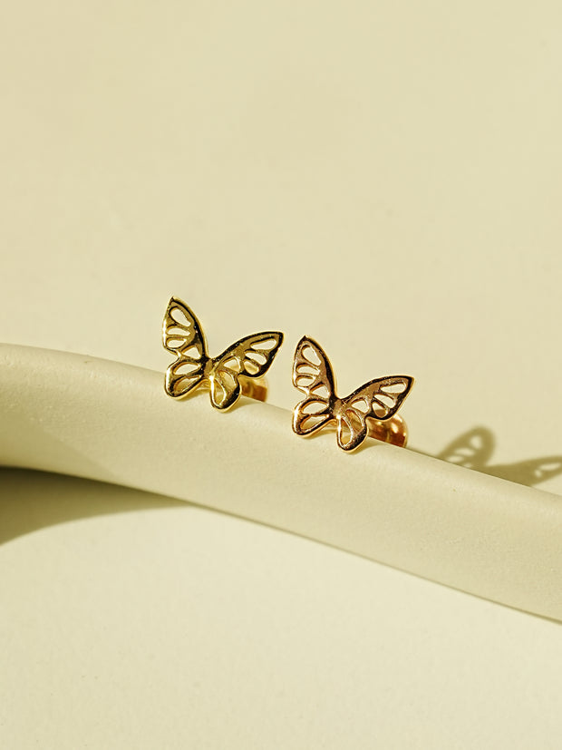 14K Gold Point Butterfly Internally Threaded Labret Piercing 18G16G