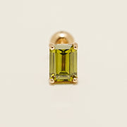 14K Gold Emerald Cut Color Cubic Earring 20G18G16G