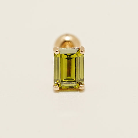 14K Gold Emerald Cut Color Cubic Earring 20G18G16G