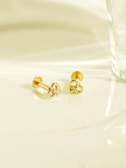 14K Gold Mini Pretzel Heart Internally Threaded Labret Piercing 18G16G