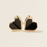 14K Gold Enamel Fold Heart Cubic Earring 20G18G16G