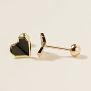 14K Gold Enamel Fold Heart Cubic Earring 20G18G16G