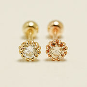 14K Gold Shining Moissanite Cartilage Earring 20G18G16G