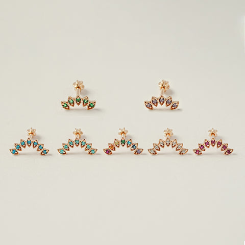 14K Gold Colorful Tiara Cartilage Earring 18G16G