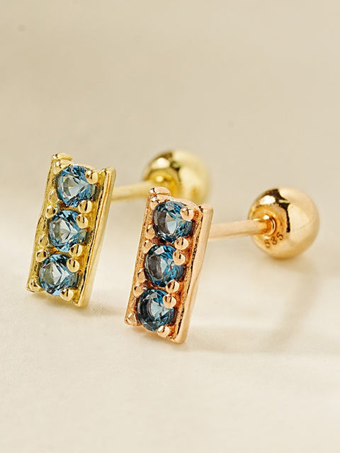 14K Gold Antique OceanBlue Cartilage Earring 20G