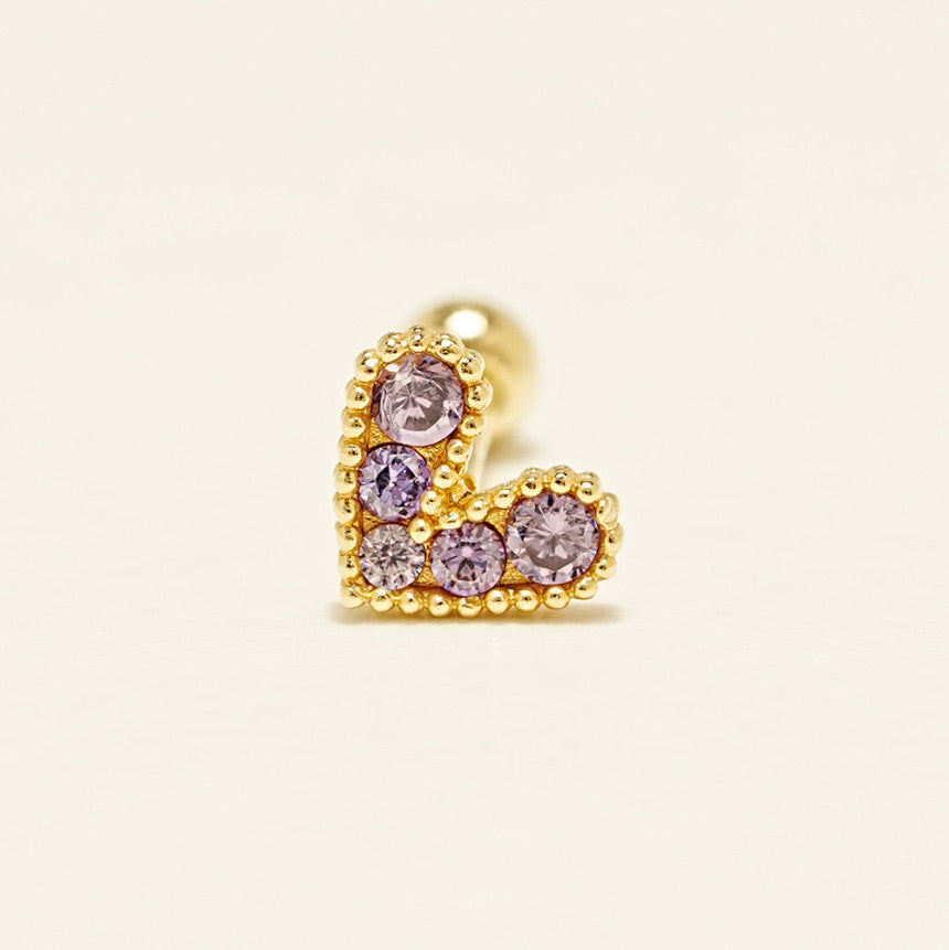 14K gold Bling Lovely Heart Cartilage Earring 20G