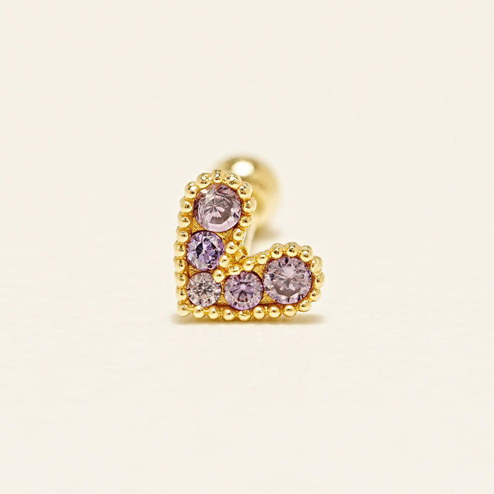 14K gold Bling Lovely Heart Cartilage Earring 20G