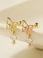 14K Gold Drop Butterfly Cartilage Earring 20G