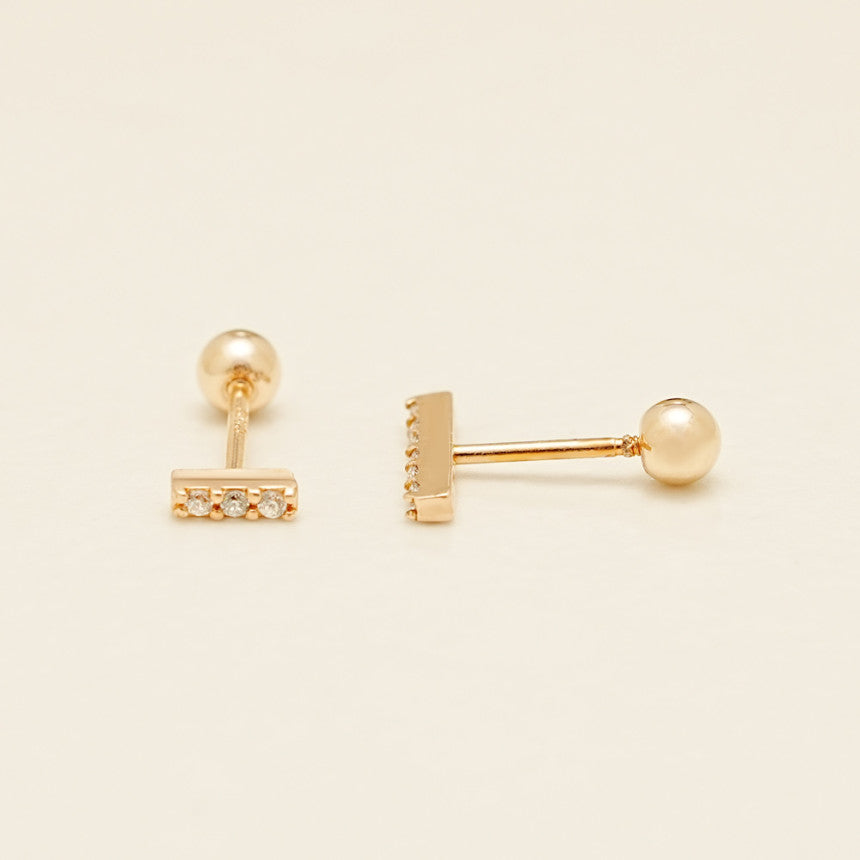 14K Gold Cubic Stick Cartilage Earring S,M 20G