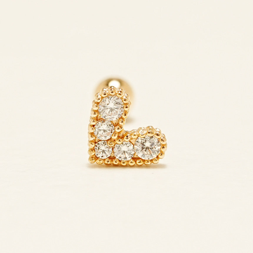 14K gold Bling Lovely Heart Cartilage Earring 20G