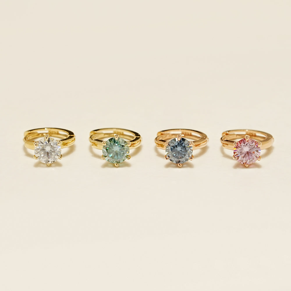 14K 18K Gold Moissanite Dia Color Cartilage Hoop Earring S,M,L