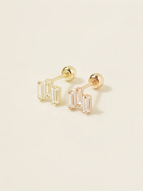 14K Gold Icy Piano Cubic Cartilage Earring 20G