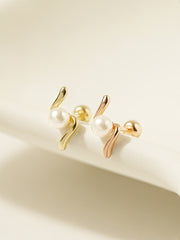 14K Gold Twister Pearl Cartilage Earring 20G