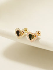 14K Gold Double Fold Heart Cartilage Earring 20G
