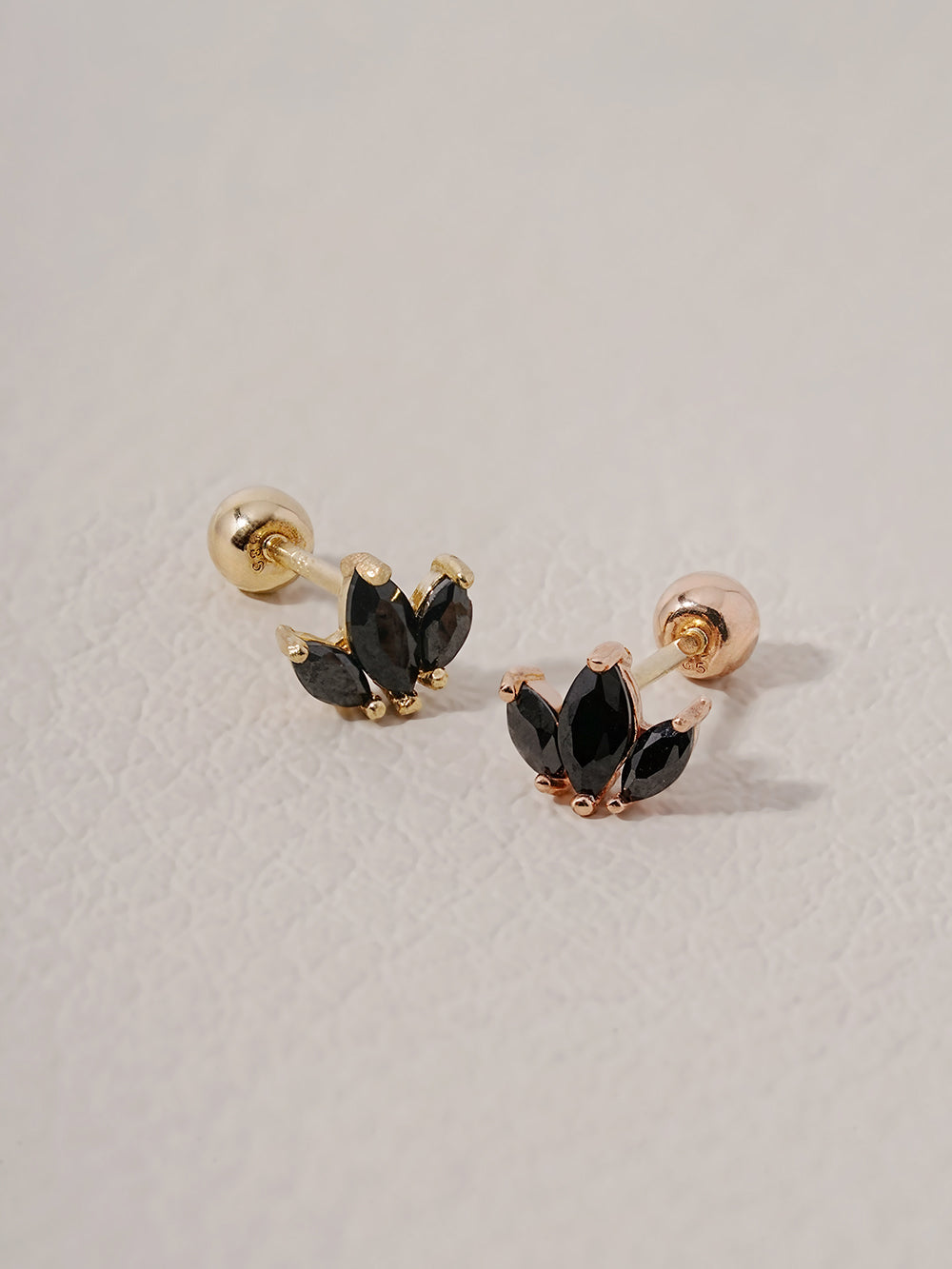 14K Solid Gold Black Mini Tiara Cartilage Earring 20G