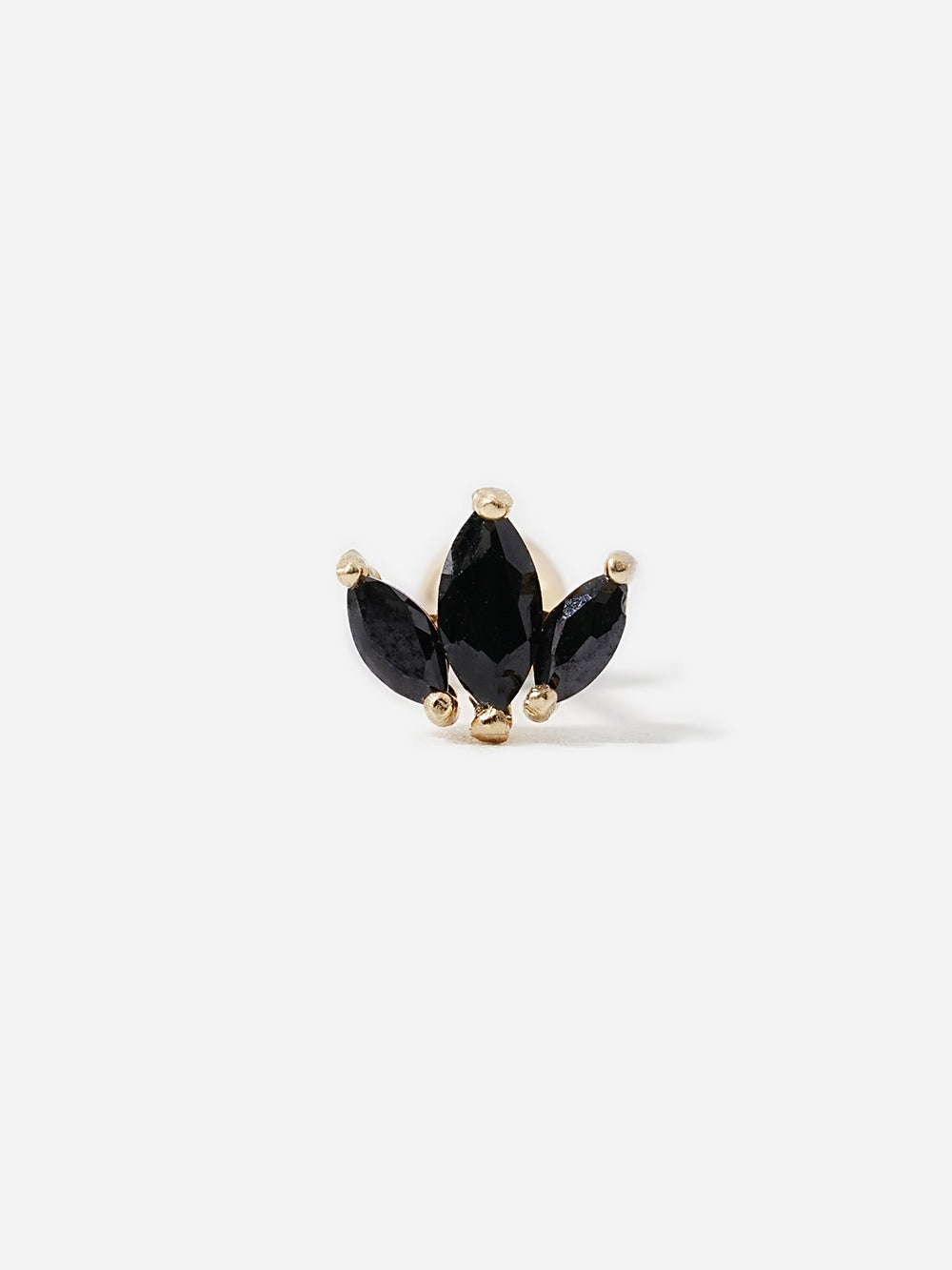 14K Solid Gold Black Mini Tiara Cartilage Earring 20G