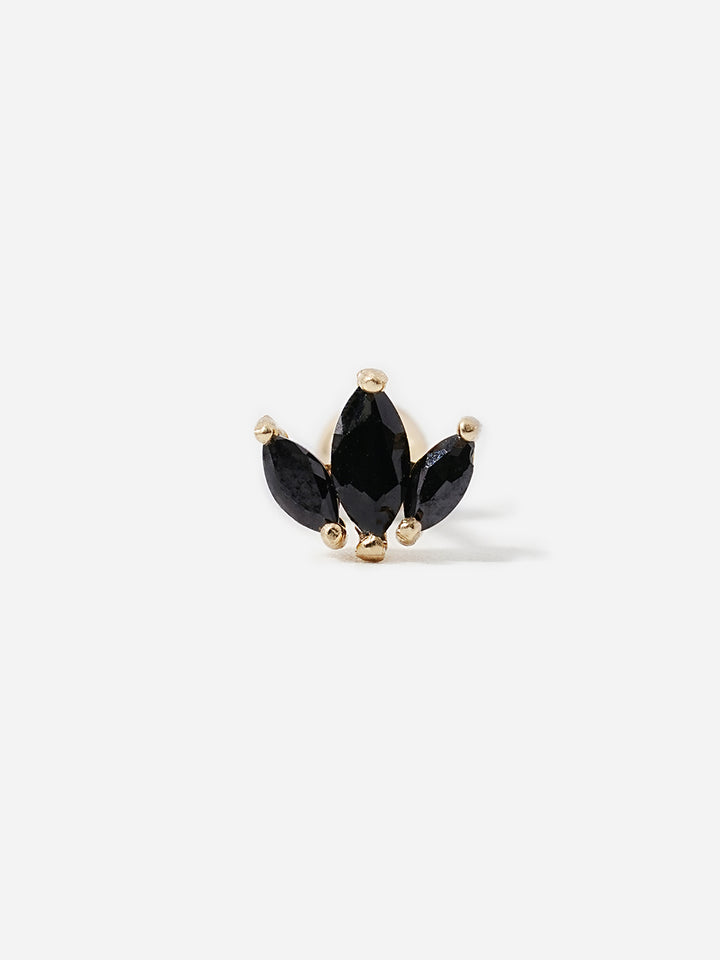 14K Solid Gold Black Mini Tiara Cartilage Earring 20G
