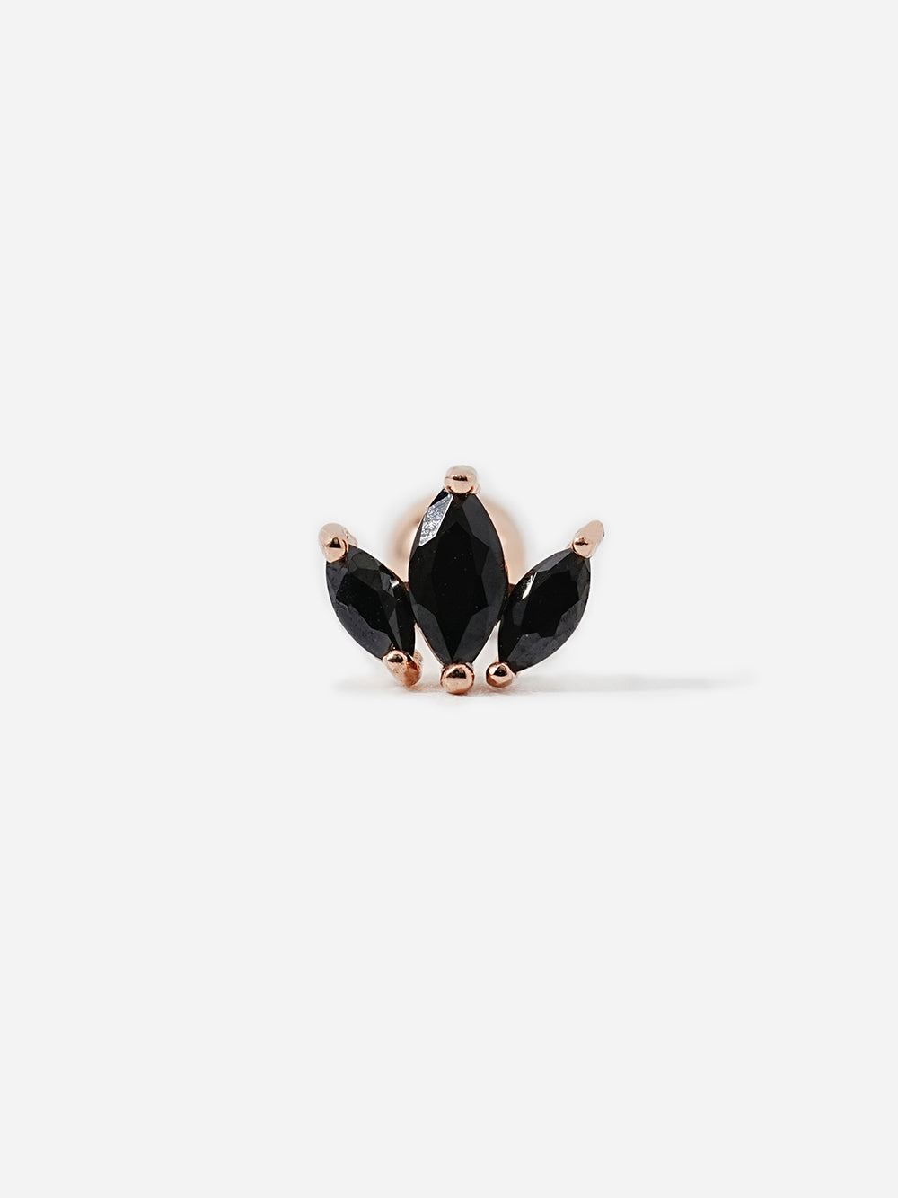 14K Solid Gold Black Mini Tiara Cartilage Earring 20G