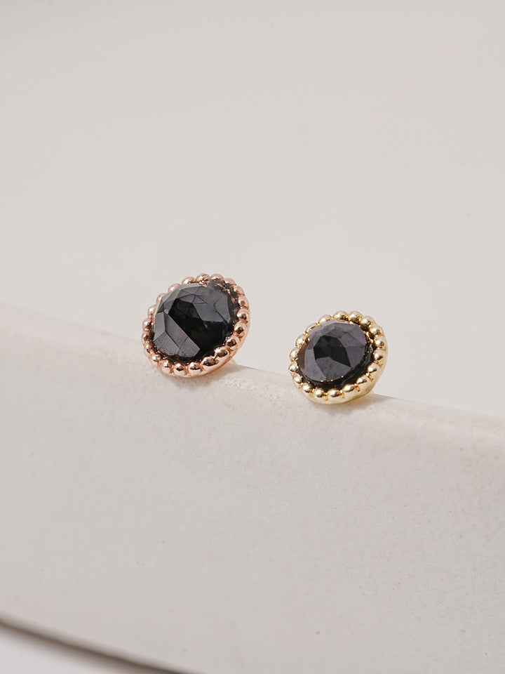 14K Solid Gold Black Rose Cut Cubic Flower Ball Cartilage Earring 20G