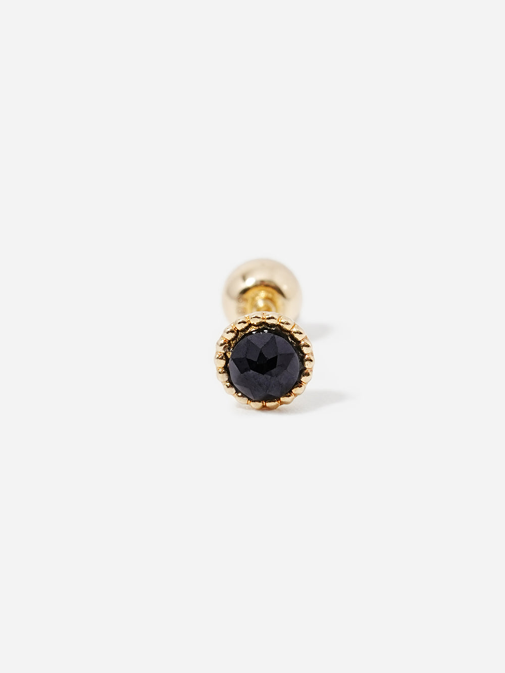 14K Solid Gold Black Rose Cut Cubic Flower Ball Cartilage Earring 20G