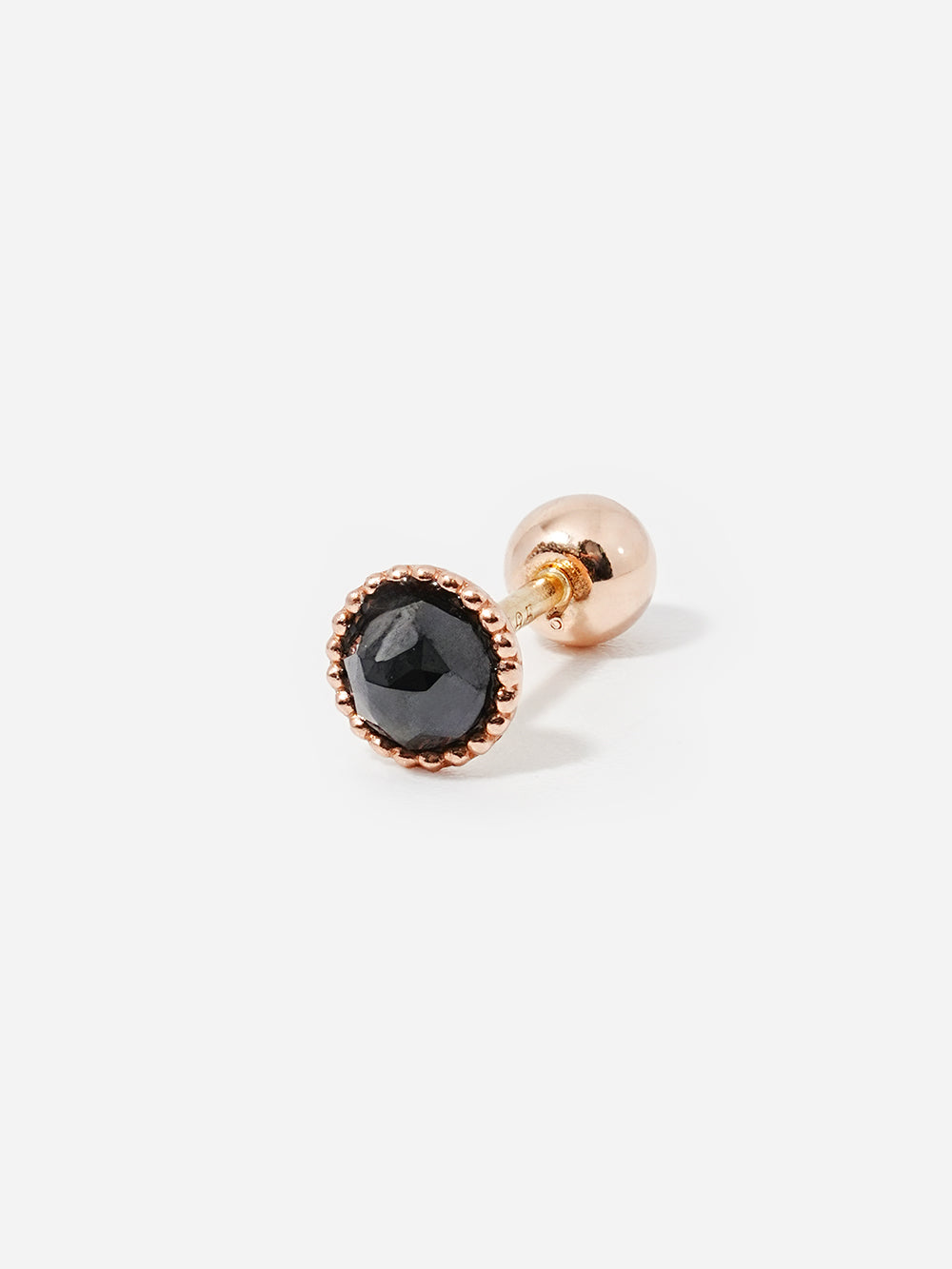 14K Solid Gold Black Rose Cut Cubic Flower Ball Cartilage Earring 20G