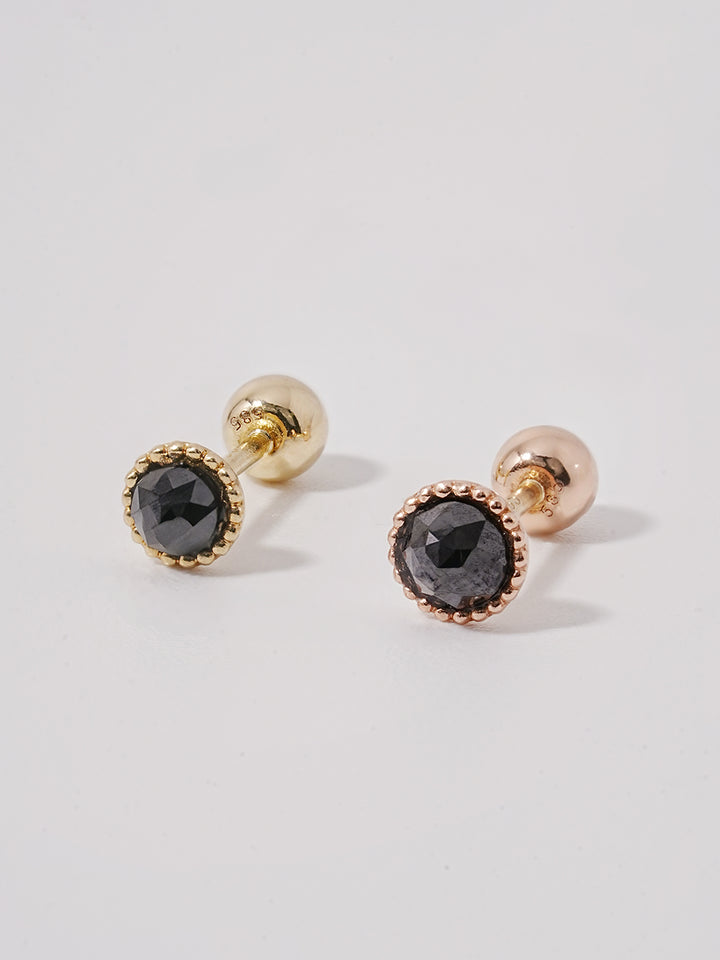 14K Solid Gold Black Rose Cut Cubic Flower Ball Cartilage Earring 20G