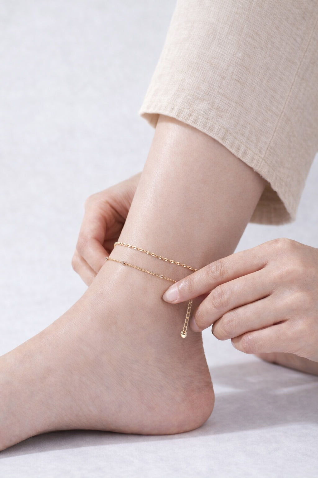 14K 18K Gold Cutting Ball Anklet