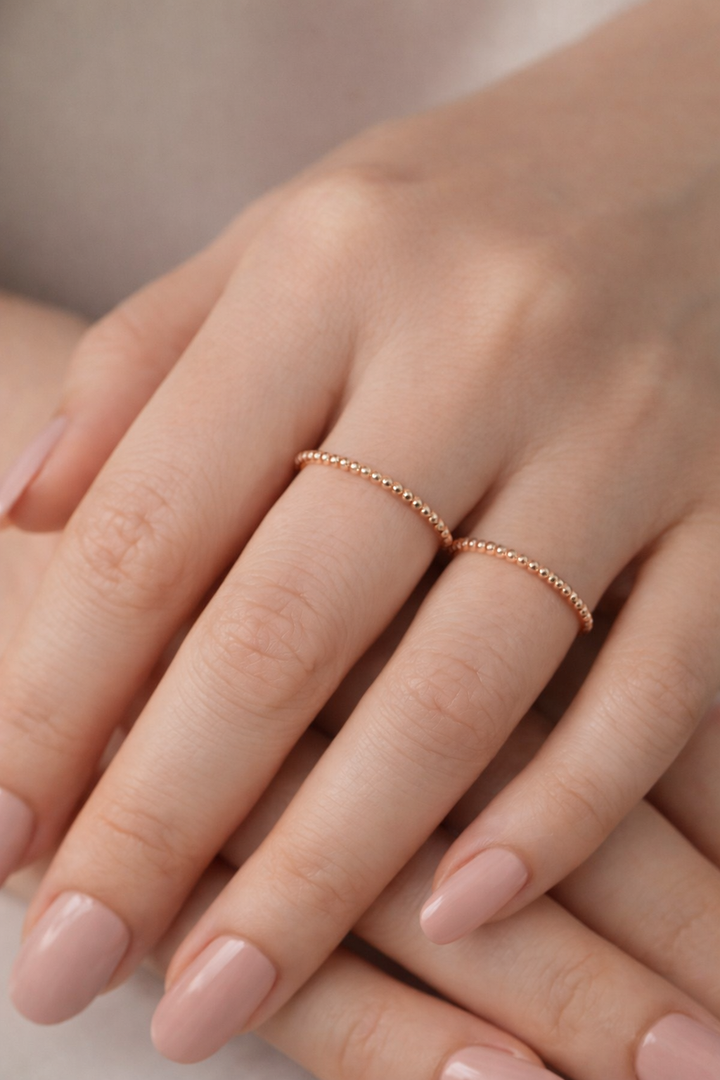 14K Layered Volume Bubble Ball Ring