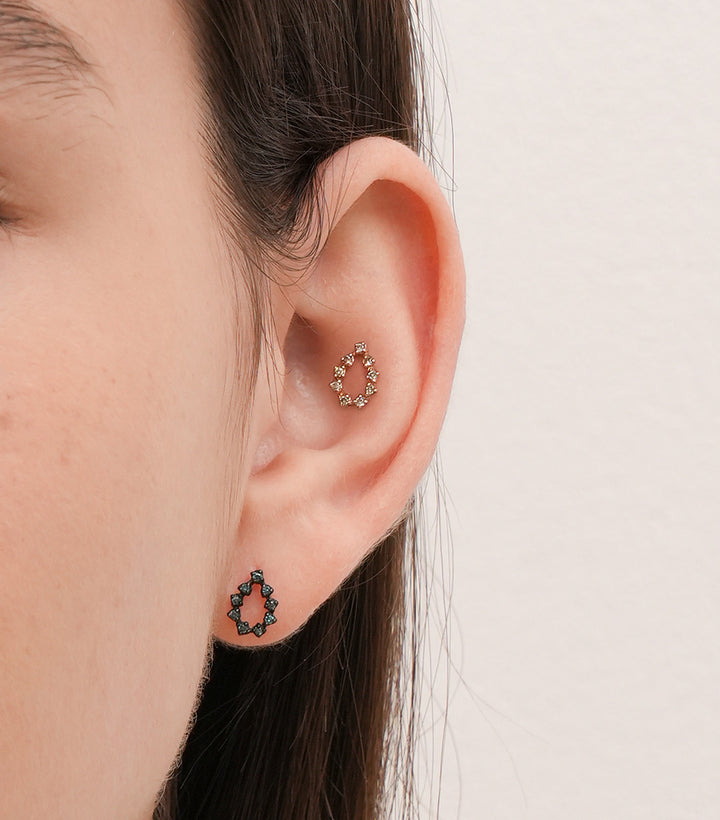 14K Solid Gold Circle of Star Cartilage Earring 18G