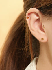 14K Gold Ellipse Flower Cartilage Earring 20G