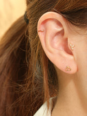 14K Gold Simple Volume Stick Cartilage Earring 20G