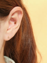 14K Gold Plain Five Petals Cartilage Earring 20G
