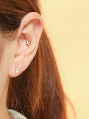 14K Gold Enamel Baby Duck Cartilage Earring 20G