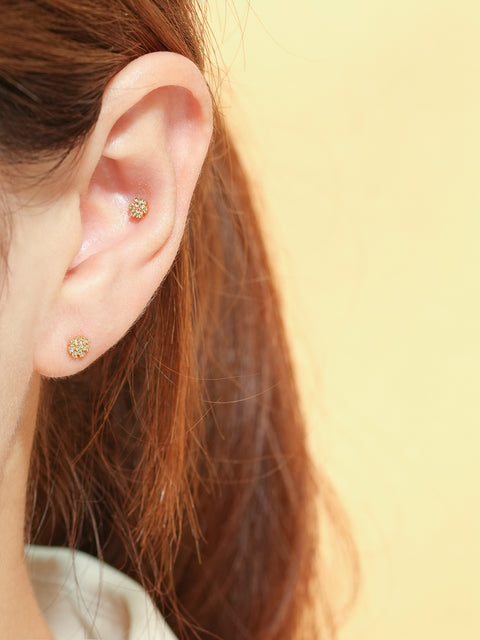 14K Gold Dandelion Cartilage Earring 20G