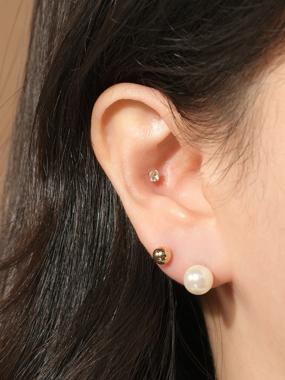 14KGF Basic Gold Ball Earring 20G