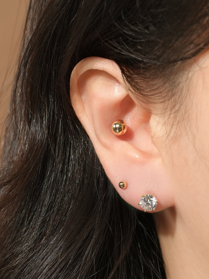 14KGF Basic Gold Ball Earring 20G