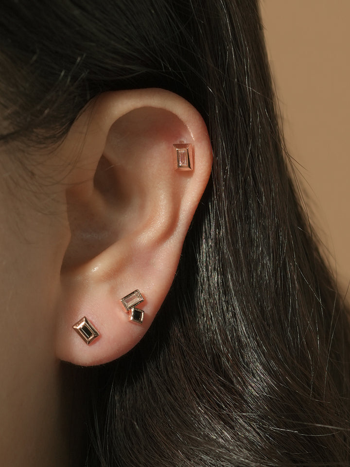 14KGF Square Cubic Earring 20G