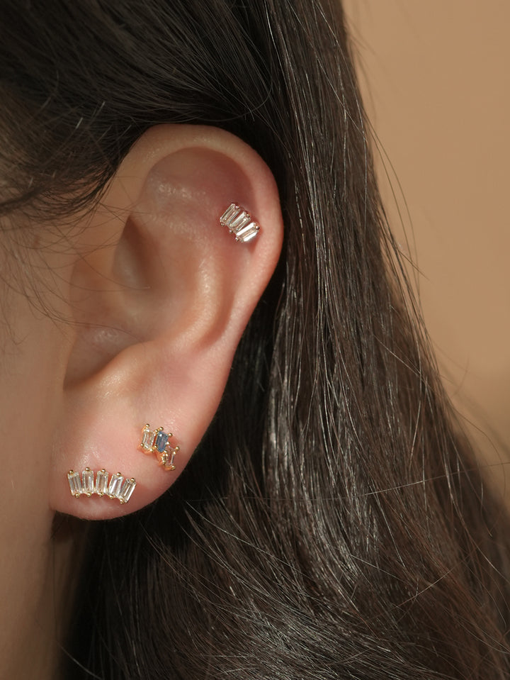 14KGF Square Baguette Earring 20G