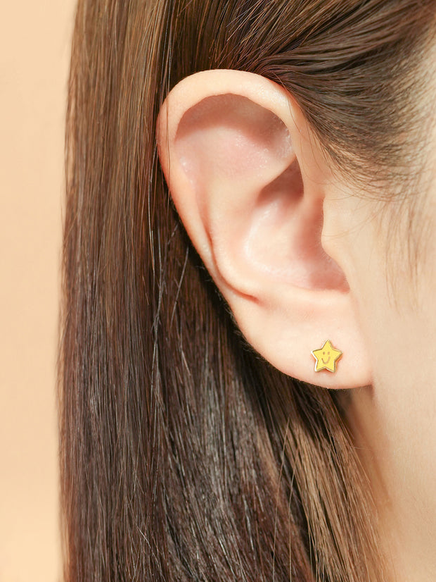14K Gold Twinkle Little Star Cartilage Earring 20G