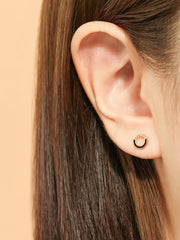 14K Gold Half Cubic Circle Cartilage Earring 20G