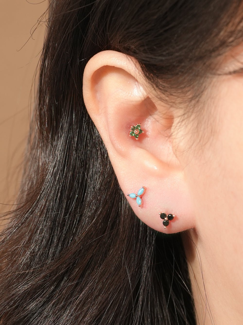 14KGF Colorful Breeze Leaf Earring 20G