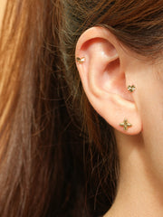 14K Gold Pinwheel Flower Cartilage Earring 20G